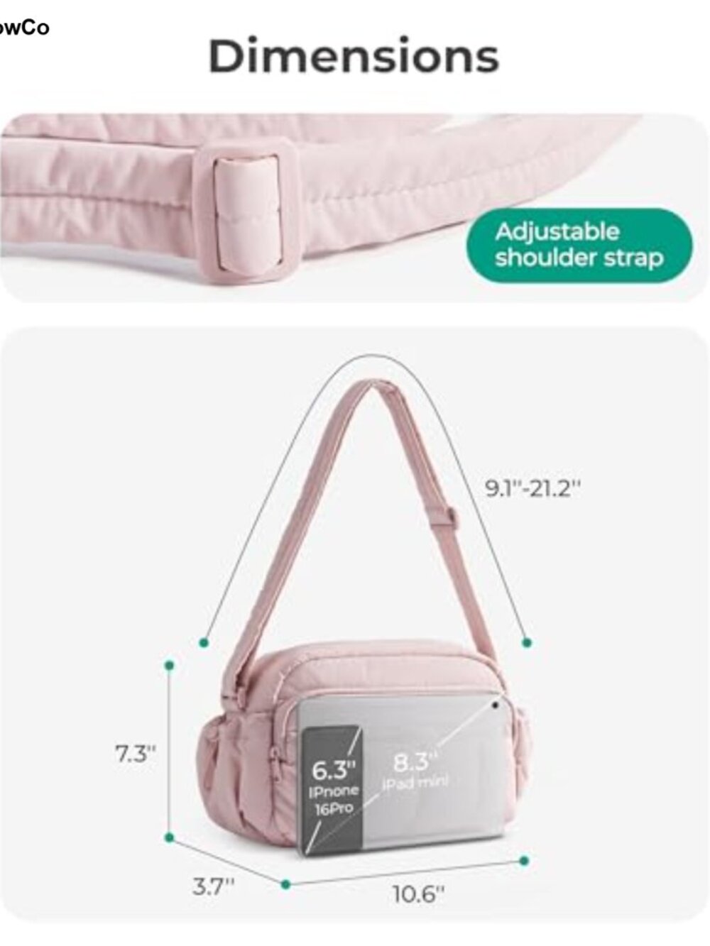 Puffy Quilted Crossbody Bag RFID Wallet Lightweight Travel Purse - Picture 2 of 6